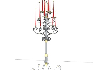 欧式古典烛台灯su模型
