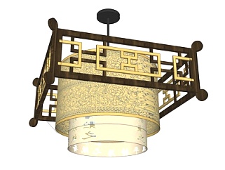 中式金属吊灯su模型