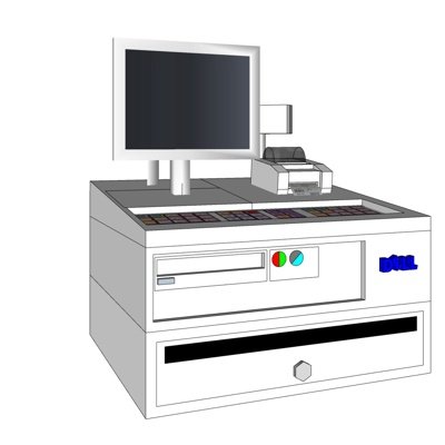 现代超市收银机su模型