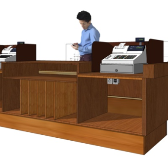 现代收银台su模型