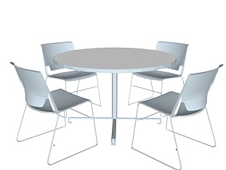 <em>现代圆形</em>餐桌椅su模型