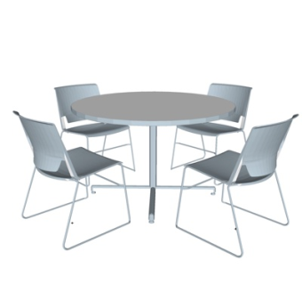 现代圆形餐桌椅su模型