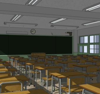 现代学校教室su模型