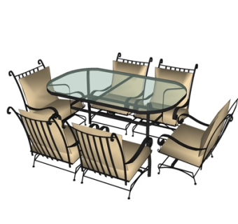 简欧玻璃餐桌椅su模型