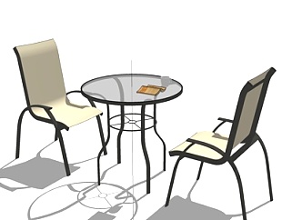 现代<em>玻璃</em>休闲桌椅su模型