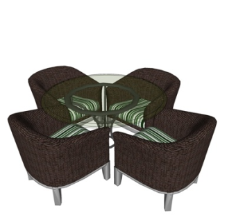 现代玻璃休闲桌椅su模型