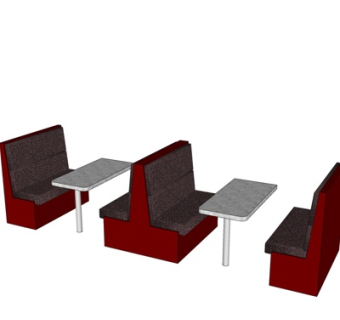 现代卡座餐桌椅su模型