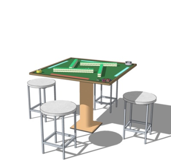 现代麻将台su模型