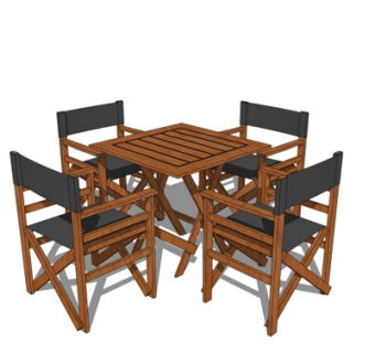 现代实木休闲桌椅su模型