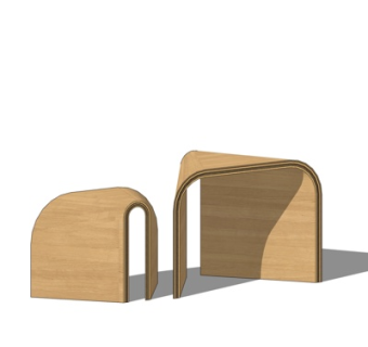 现代实木凳子su模型