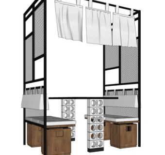 现代卡座餐桌椅su模型