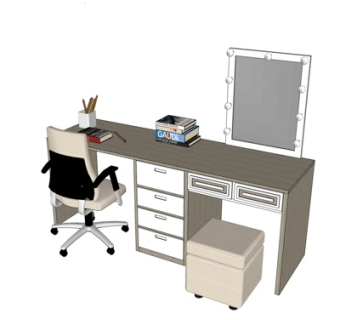 现代实木电脑桌su模型