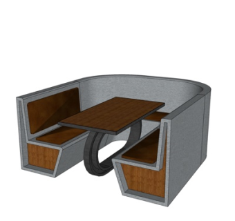 现代卡座餐桌椅su模型