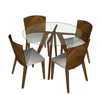 现代圆形餐桌椅su模型