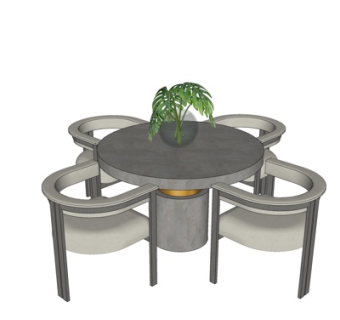 现代圆形休闲桌椅su模型