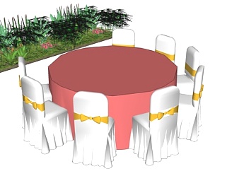 现代圆形<em>餐桌</em>椅su模型