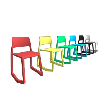 现代彩色休闲椅su模型