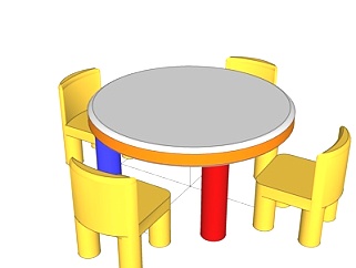 现代圆形<em>儿童</em>桌椅su模型