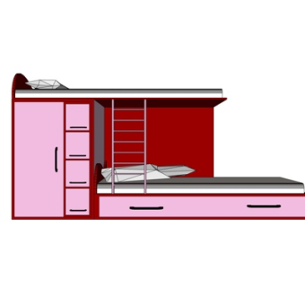 现代儿童上下床su模型