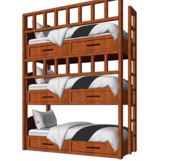 现代多层儿童床su模型