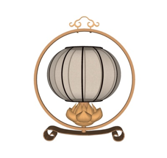 新中式金属台灯su模型