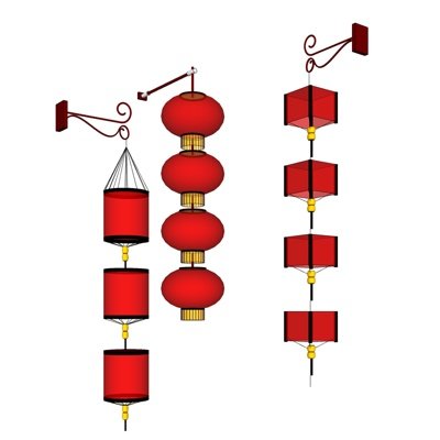 中式灯笼吊灯su模型