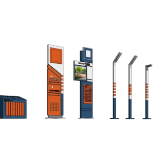 现代垃圾桶指示牌组合su模型