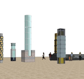 现代景观灯su模型