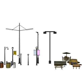 中式金属路灯su模型