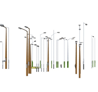 现代金属路灯su模型