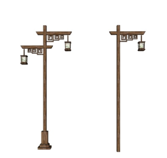中式金属路灯su模型