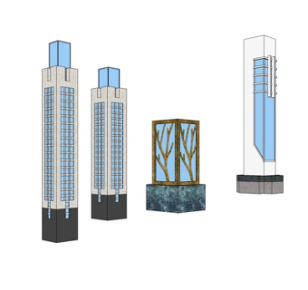中式金属景观灯su模型