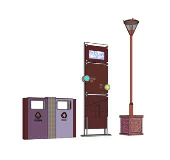 现代垃圾桶指示牌su模型