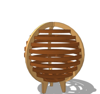 日式原木落地灯su模型