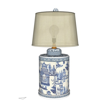 中式陶瓷台灯su模型