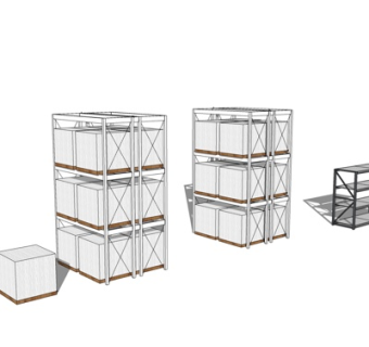 现代商展柜架su模型