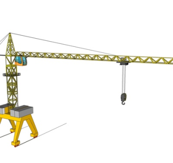 现代塔吊式起重机su模型