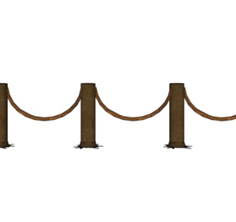 自然风木桩围栏su模型