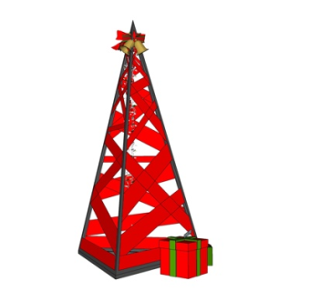现代圣诞节礼物摆件su模型