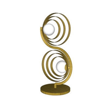 现代环形金属台灯su模型