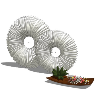 现代圆环植物摆件su模型
