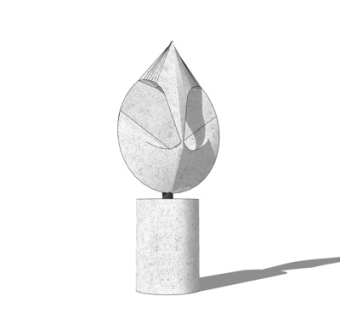 现代桃核雕塑小品su模型