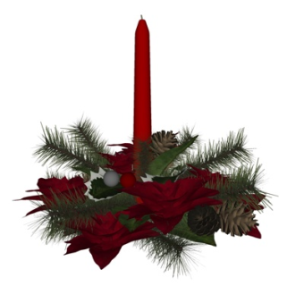 现代蜡烛花卉摆件su模型