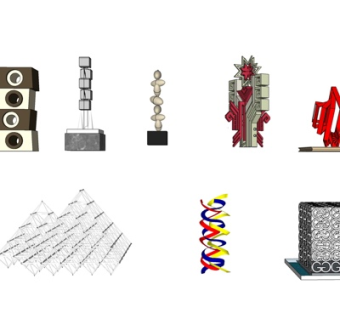 现代抽象雕塑小品su模型