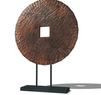 自然风原木环形摆件su模型