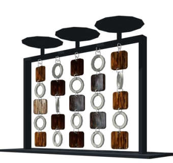 现代木块吊帘摆件su模型