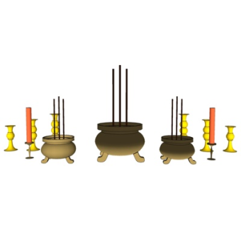 中式香炉圆鼎su模型