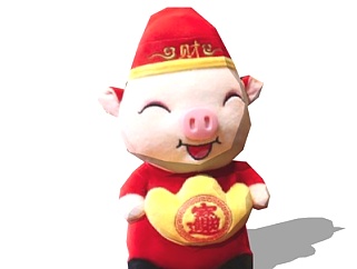 现代生肖猪吉祥物su模型
