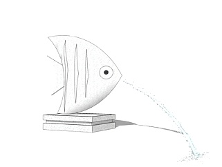 现代小鱼喷泉小品su模型