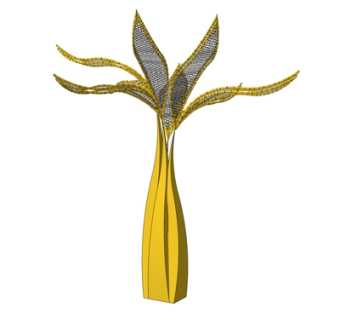 现代金属抽象花朵雕塑小品su模型